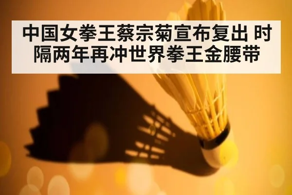 中国女拳王蔡宗菊宣布复出 时隔两年再冲世界拳王金腰带